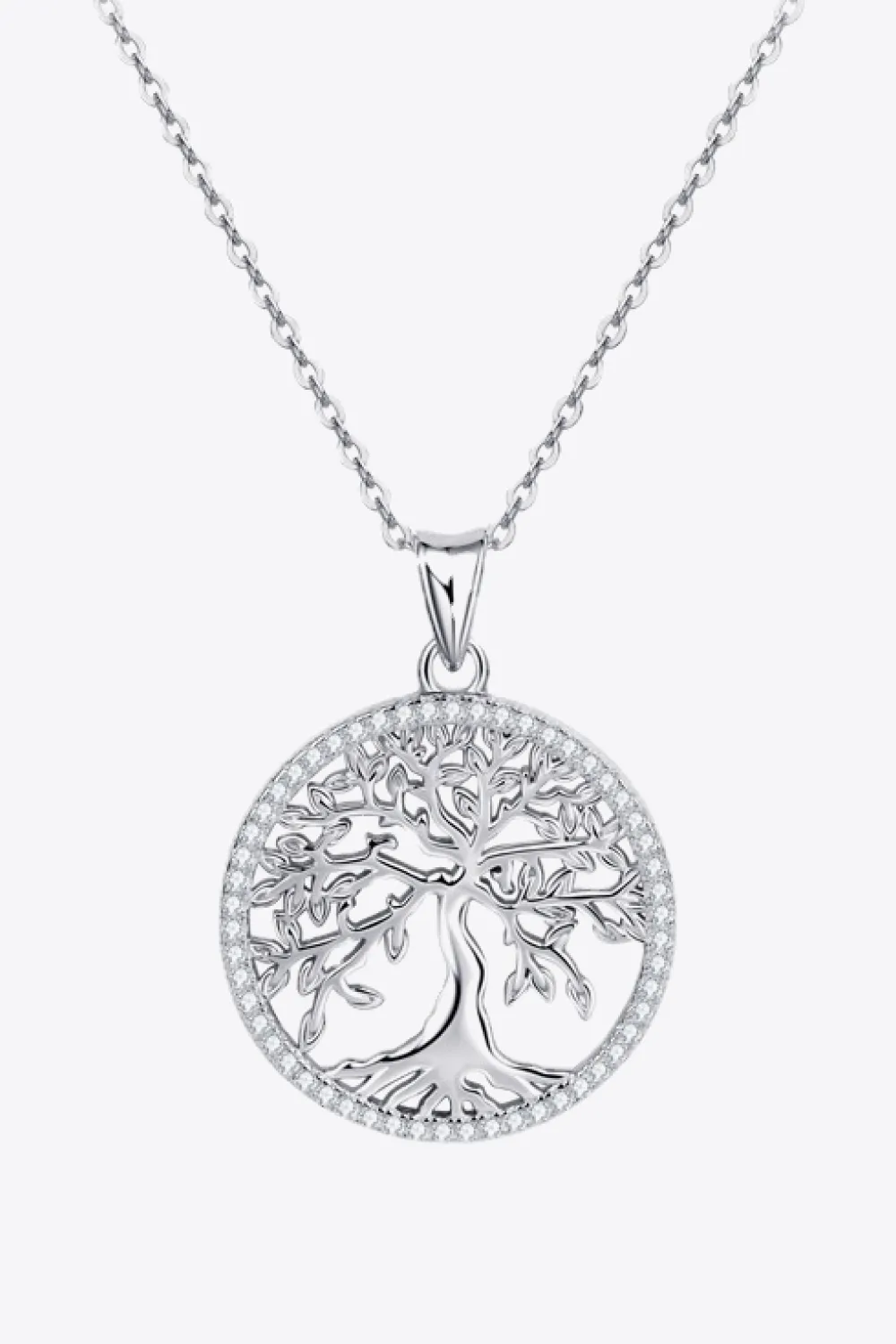 925 Sterling Silver Moissanite Tree Pendant Necklace, image 5
