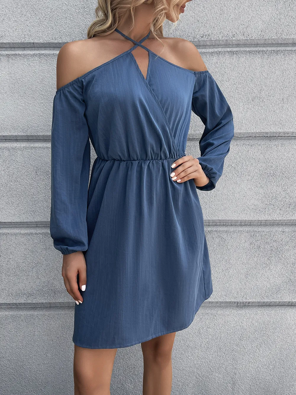Cold-Shoulder Crisscross Mini Dress, image 2