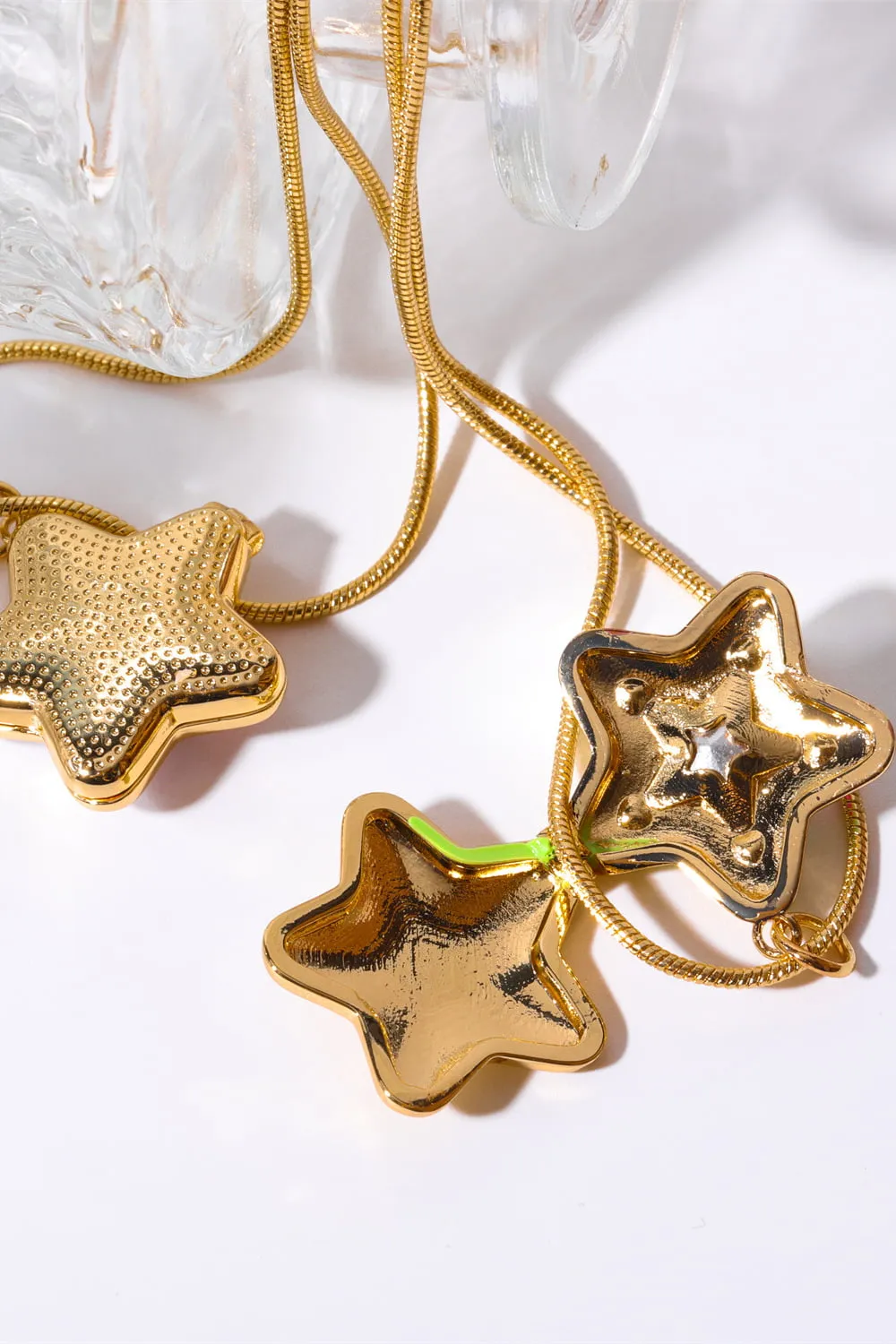 Rhinestone Decor Star Box Pendant Necklace, image 7