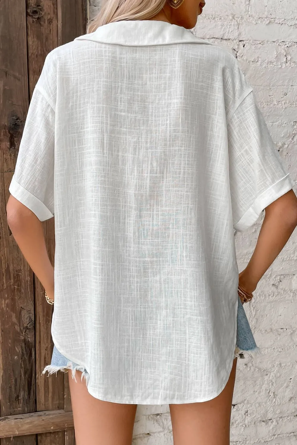 Button Front Johnny Collared Blouse, image 2