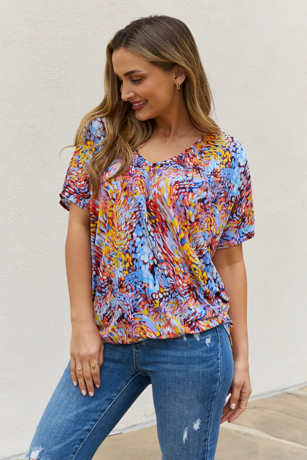Full Size Printed Dolman Flowy Top, image 4