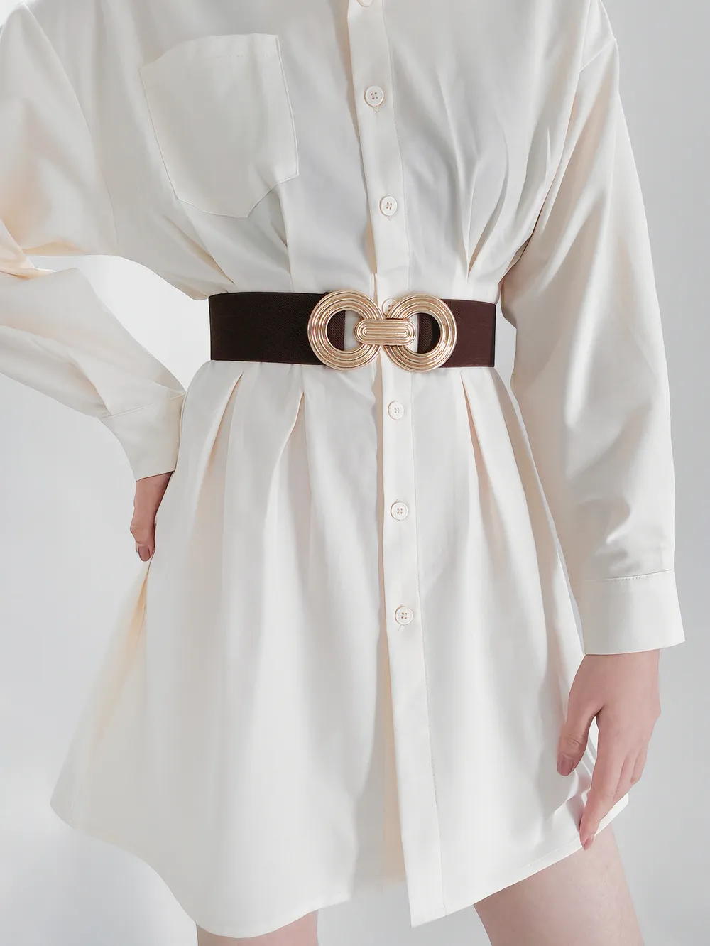 Geometric Buckle Elastic Wide Belt, image 6