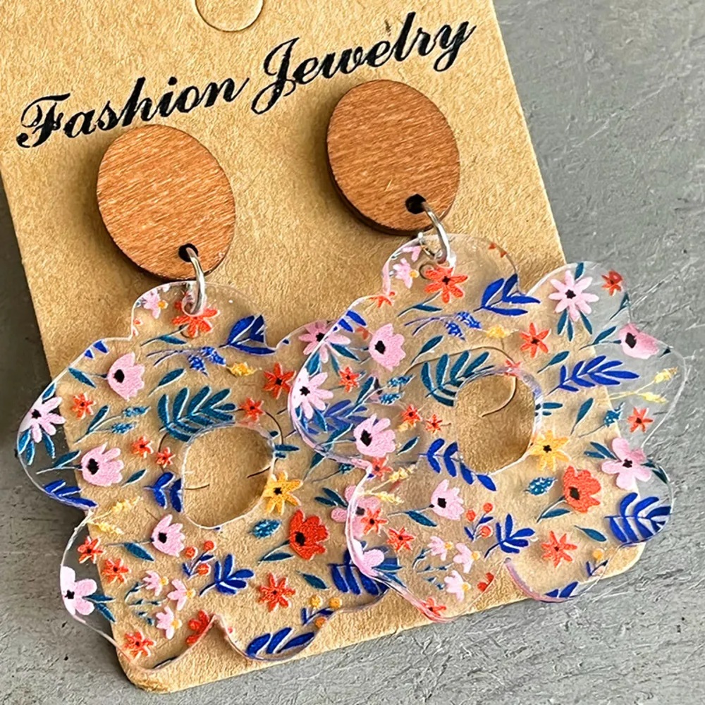 Flower Shape Acrylic Dangle Earrings, image 5