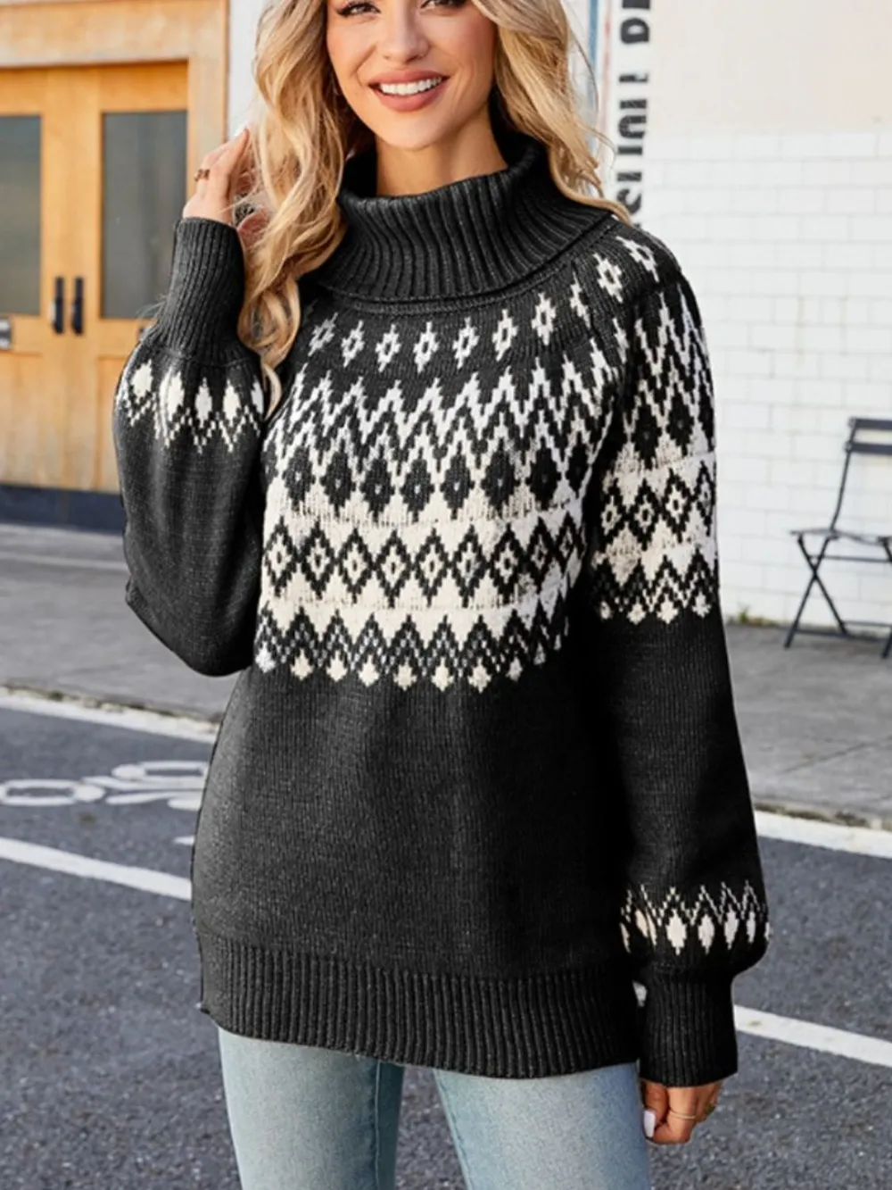 Turtleneck Lantern Sleeve Sweater, image 9