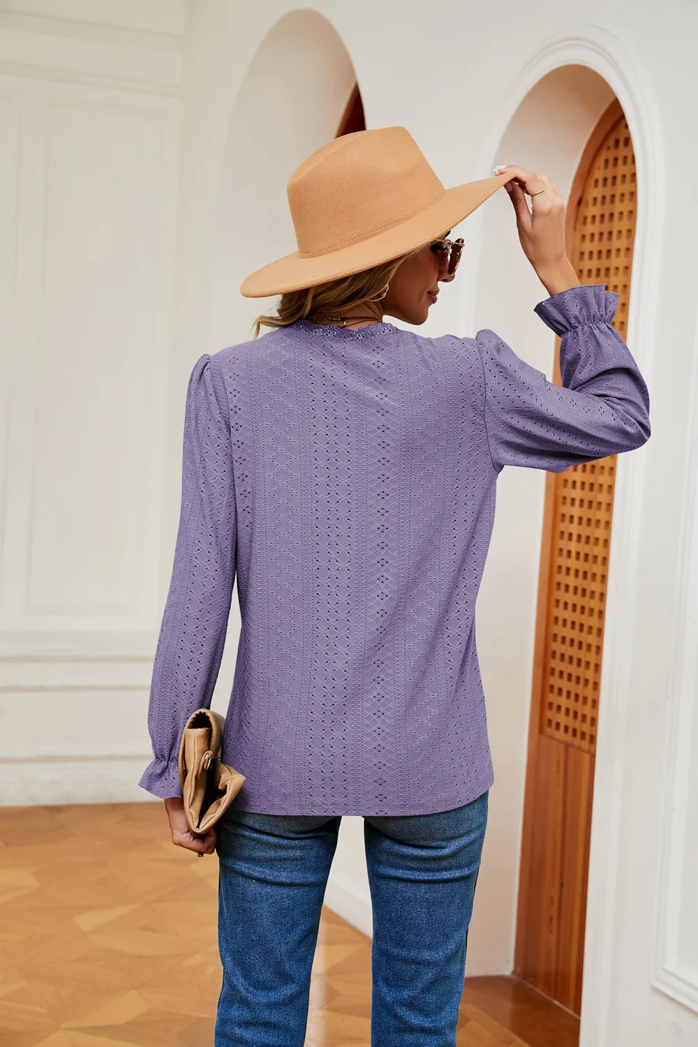 V-Neck Flounce Sleeve Blouse, image 21