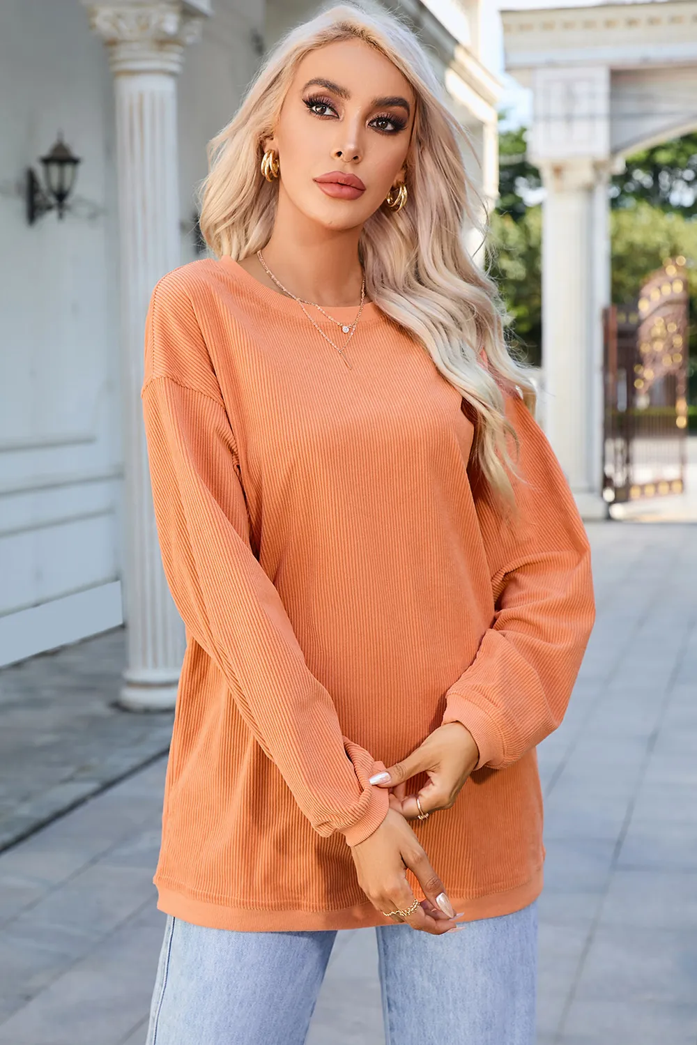 Round Neck Dropped Shoulder THANKFUL Graphic Sweatshirt, image 5
