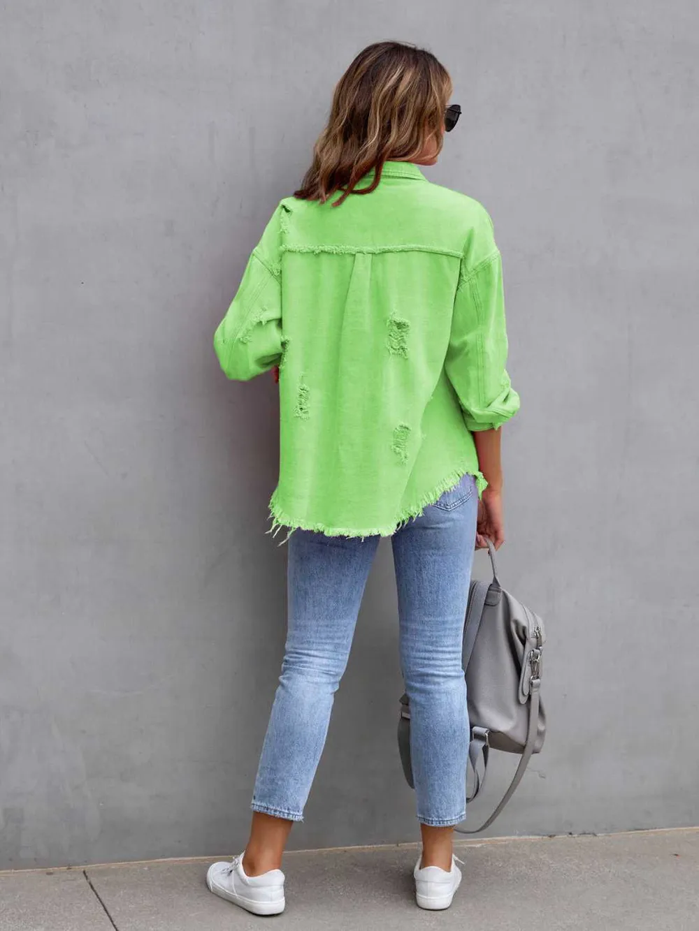 Distressed Drop Shoulder Denim Jacket, image 16