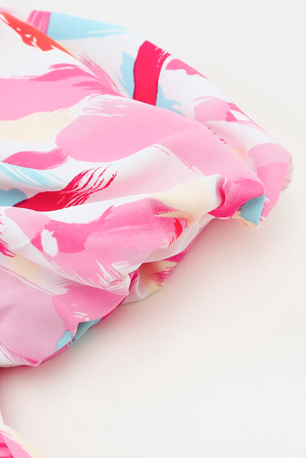 Printed Square Neck Tied Smocked Dress, image 5