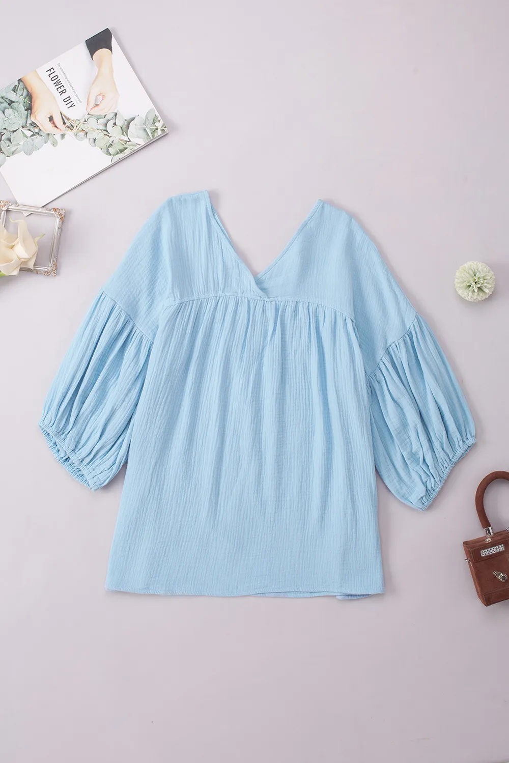 Dropped Shoulder V-Neck Blouse, image 28