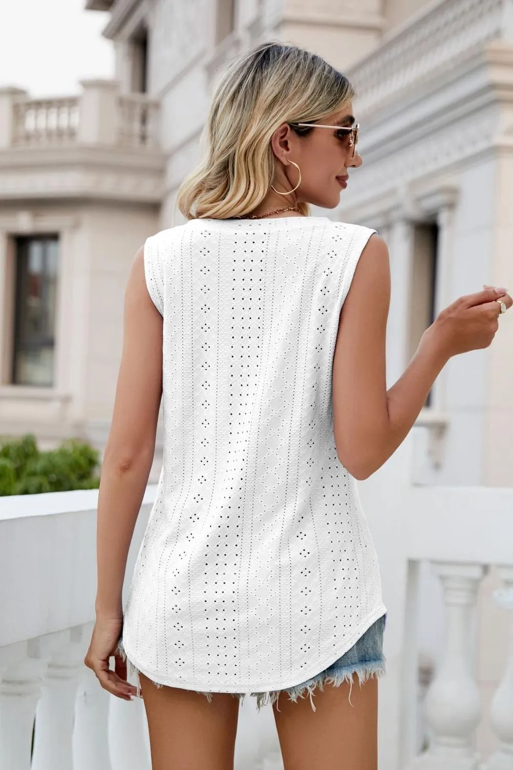 Eyelet V-Neck Tank, image 8
