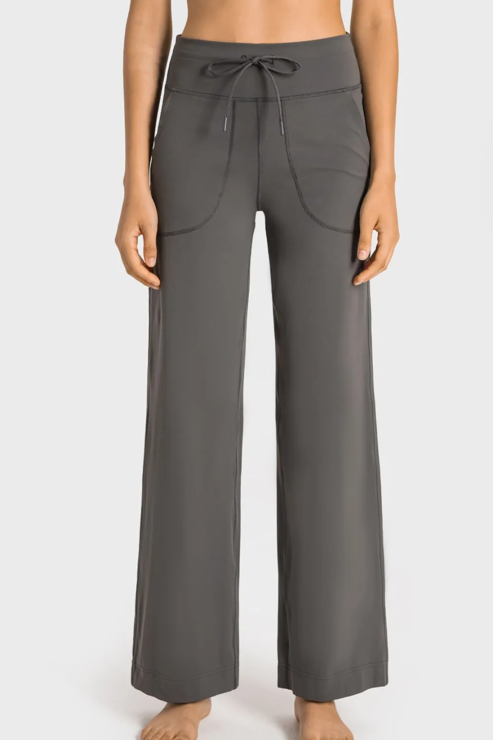 Drawstring Waist Wide Leg Sports Pants with Pockets, image 12