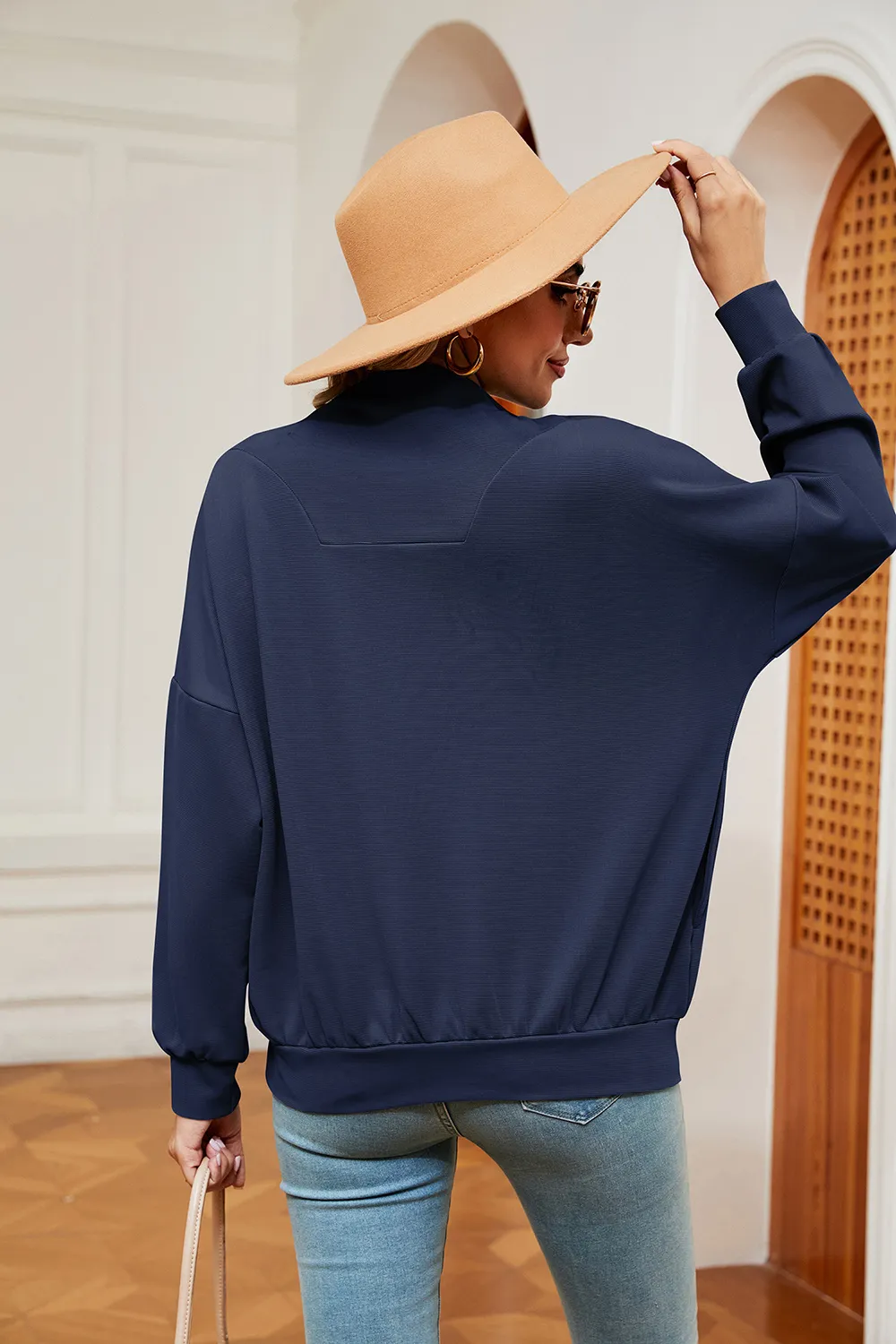Half-Zip Dropped Shoulder Sweatshirt, image 9