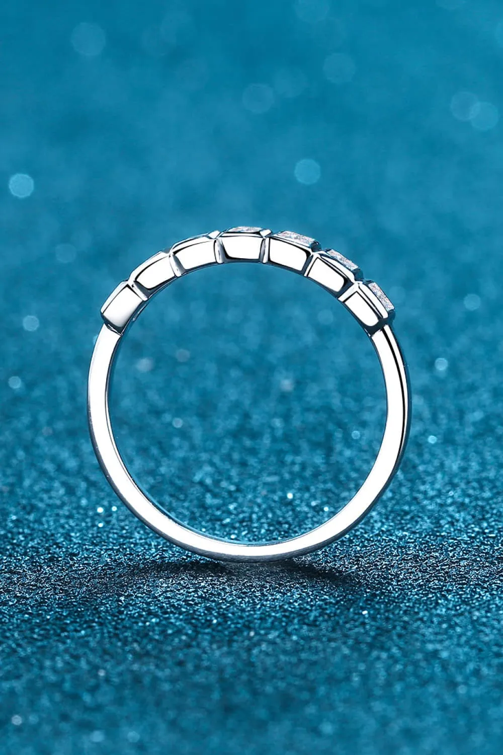 Moissanite Rhodium-Plated Half-Eternity Ring, image 2
