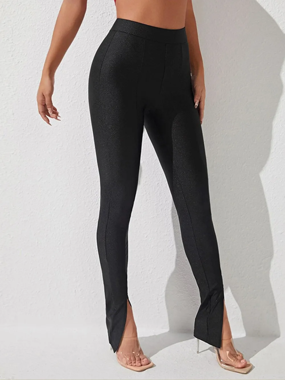 High Waist Slit Skinny Pants, image 3