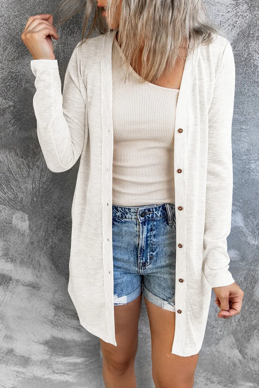 Button Down Long Sleeve Longline Cardigan, image 7