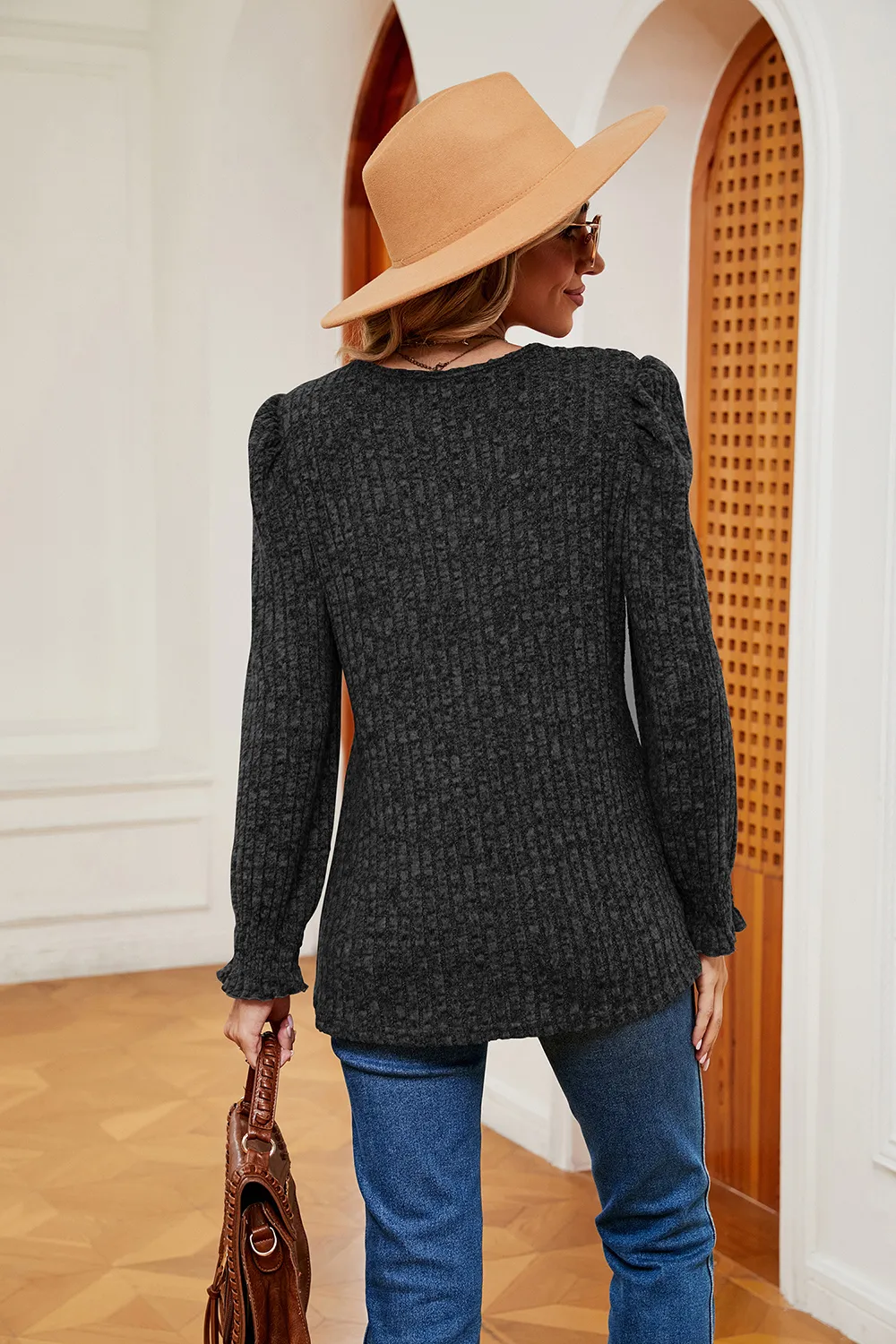 Square Neck Puff Sleeve Top, image 8
