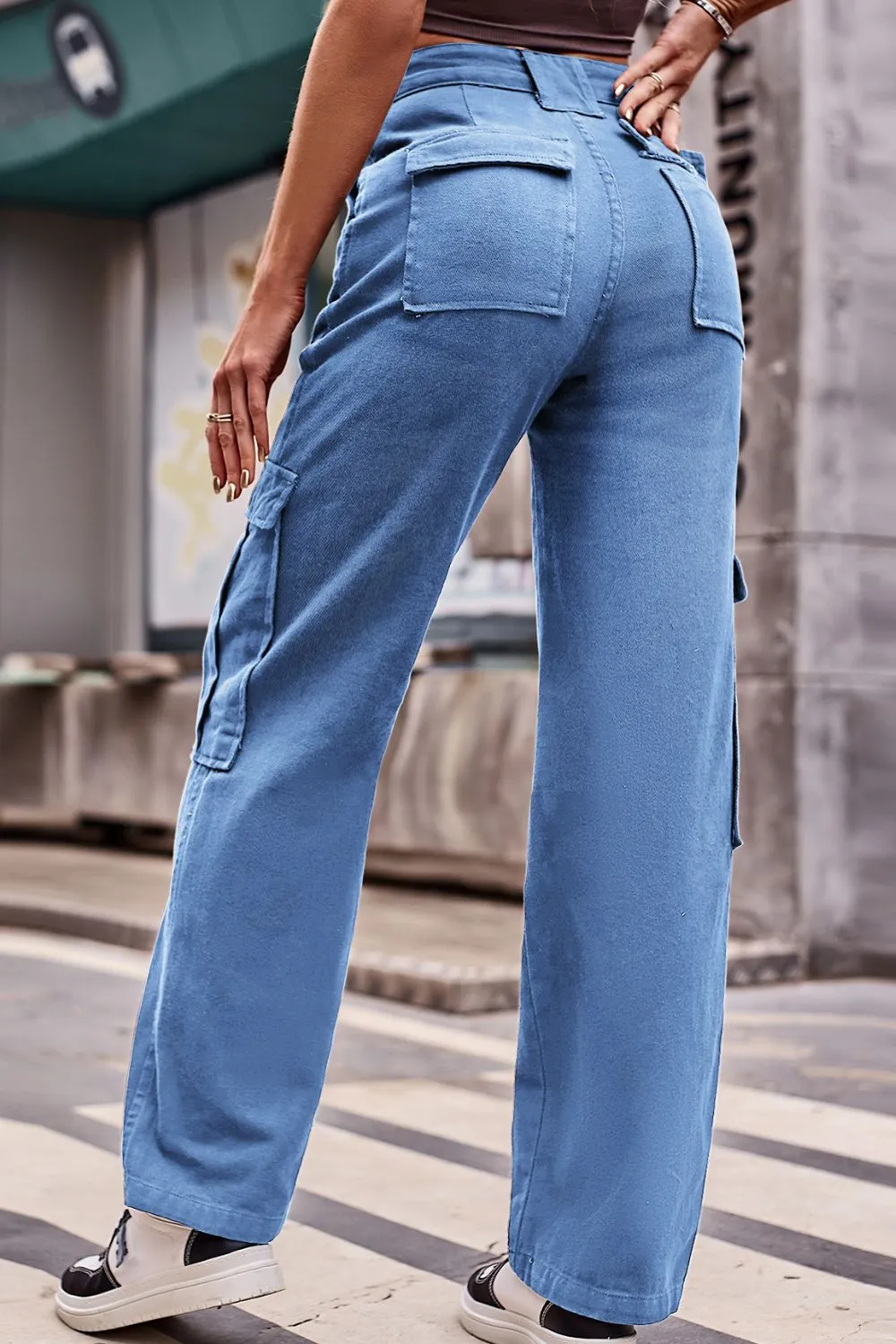 Buttoned High Waist Loose Fit Jeans, image 3