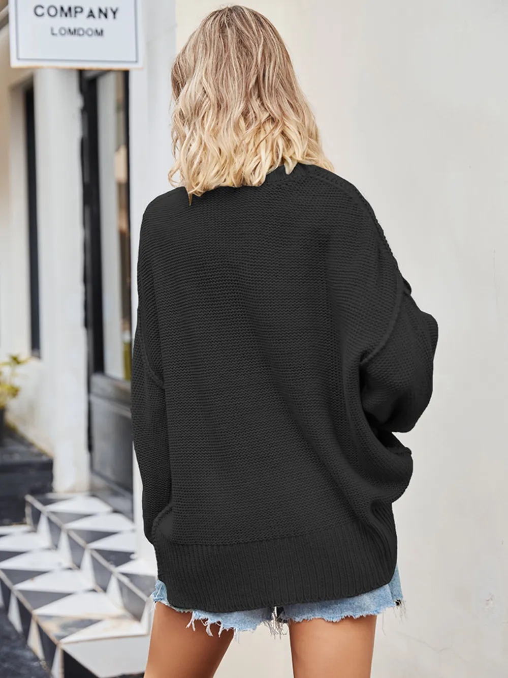 V-Neck Ribbed Dropped Shoulder Knit Top, image 8