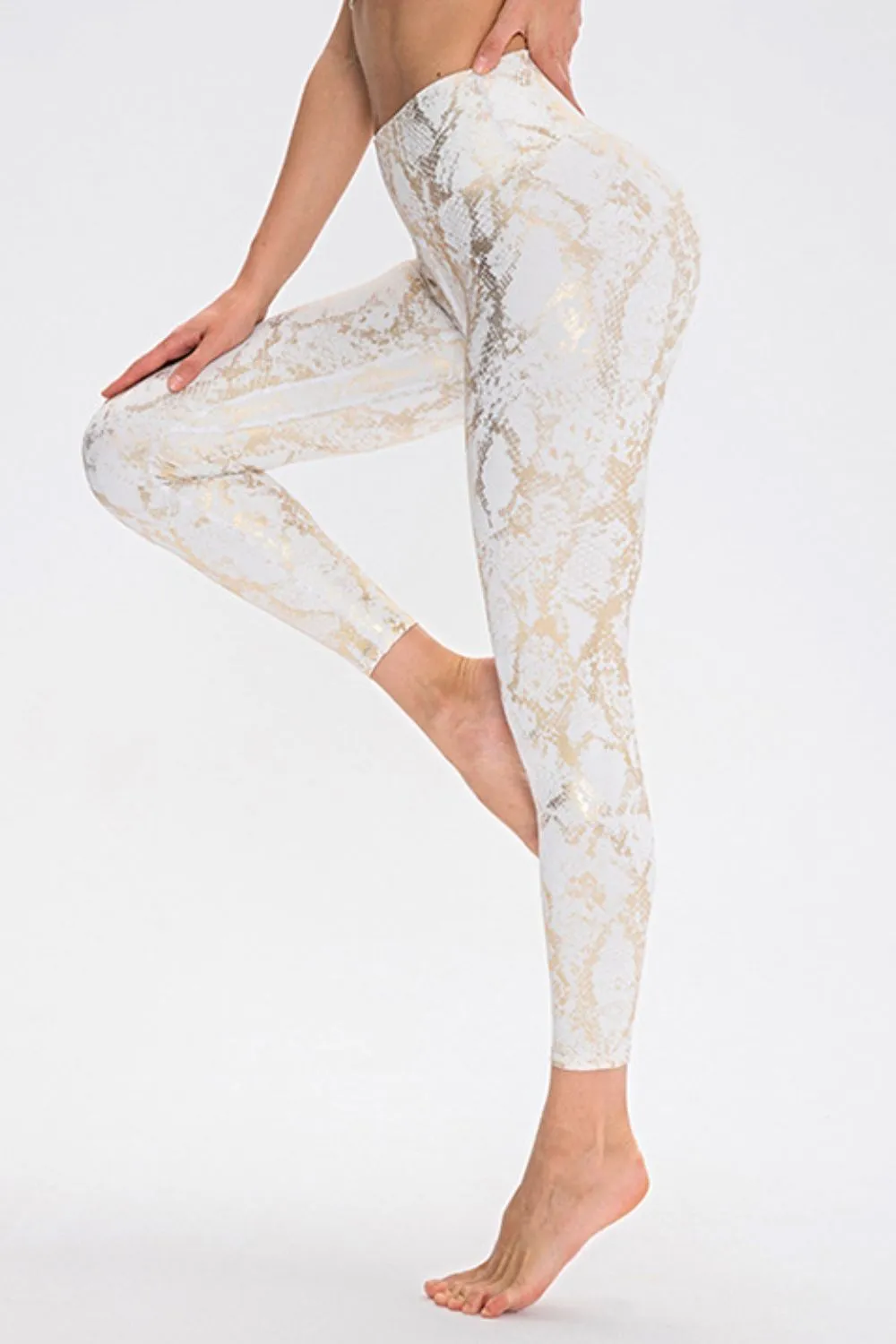 Animal Print Slim Fit Wide Waistband Long Sports Pants, image 3