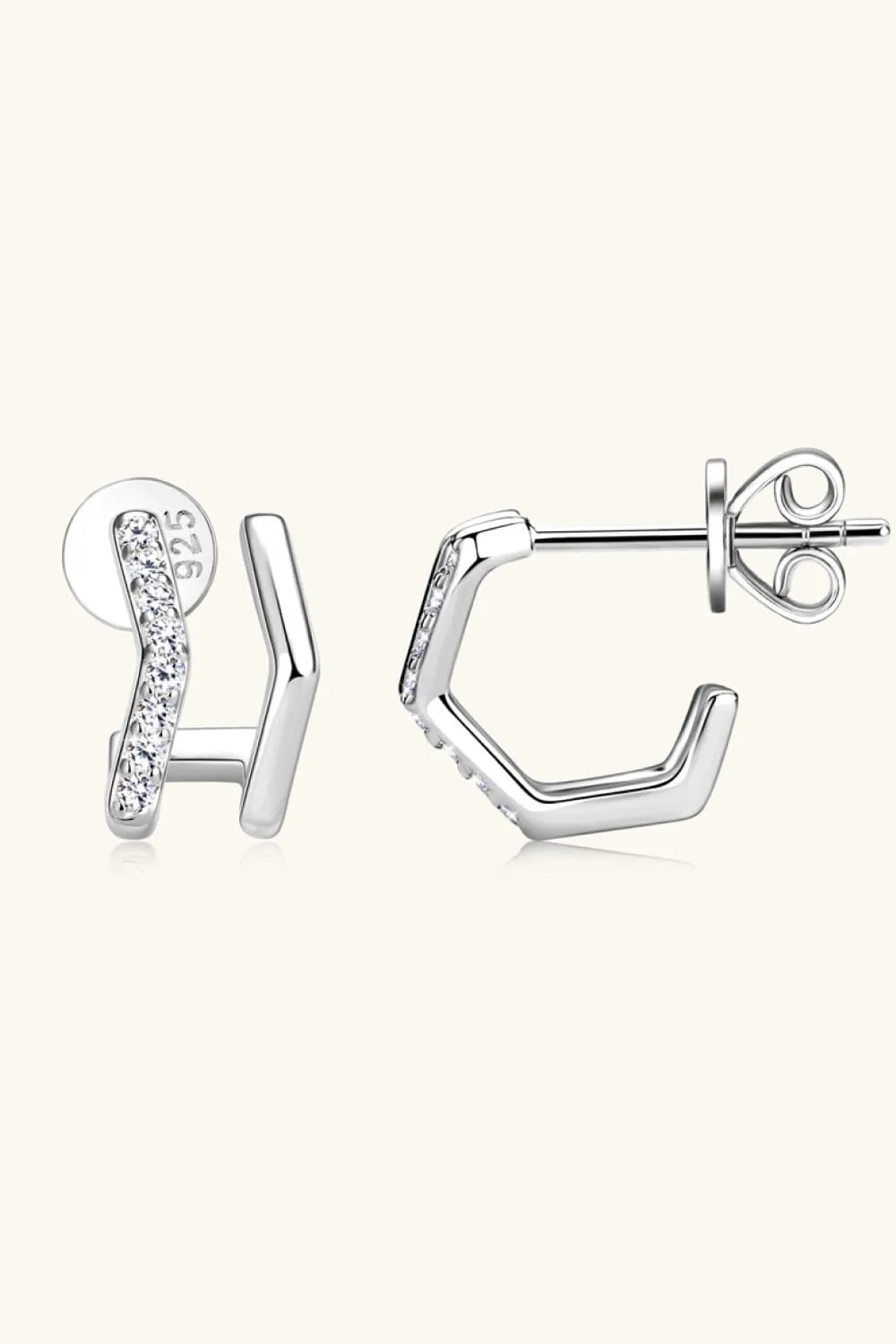 Moissanite 925 Sterling Silver Double-Layered Earrings, image 3
