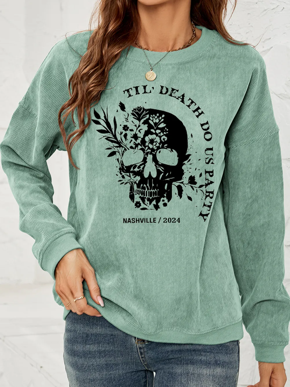 Skull Graphic Dropped Shoulder Sweatshirt, image 4