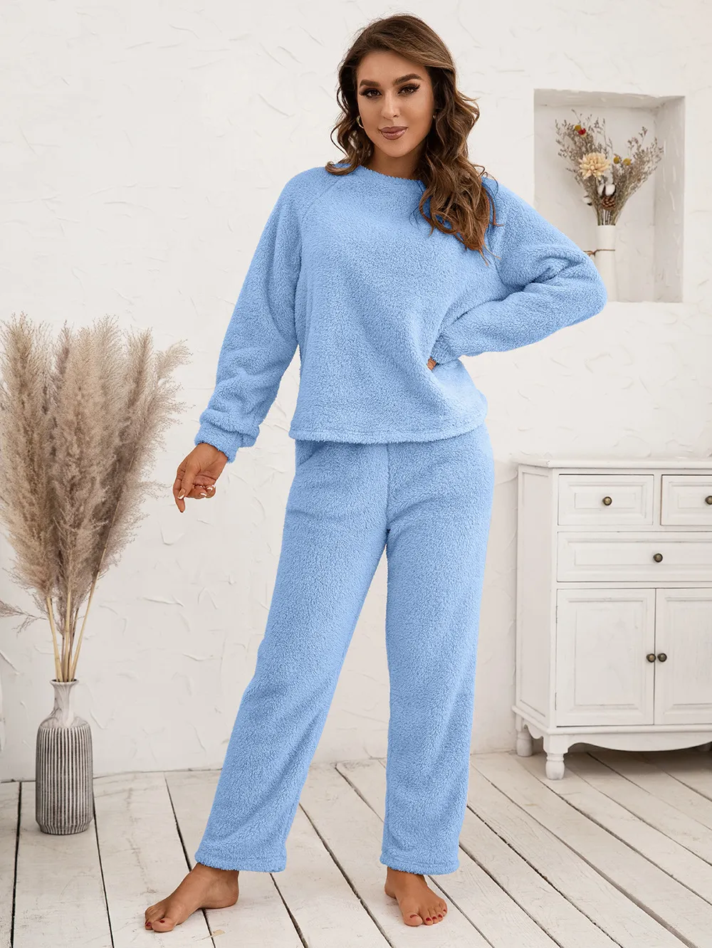 Teddy Long Sleeve Top and Pants Lounge Set, image 9