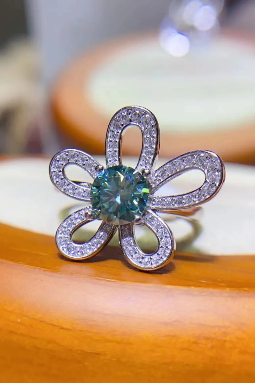 1 Carat Moissanite Flower Shape Open Ring, image 6