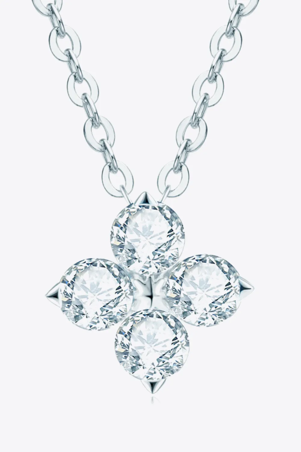 Moissanite Four Leaf Clover Pendant Necklace, image 7