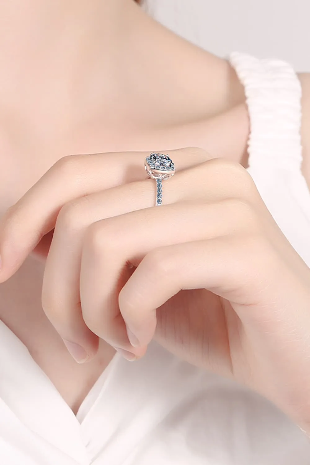 2 Carat Moissanite Square Halo Ring, image 3