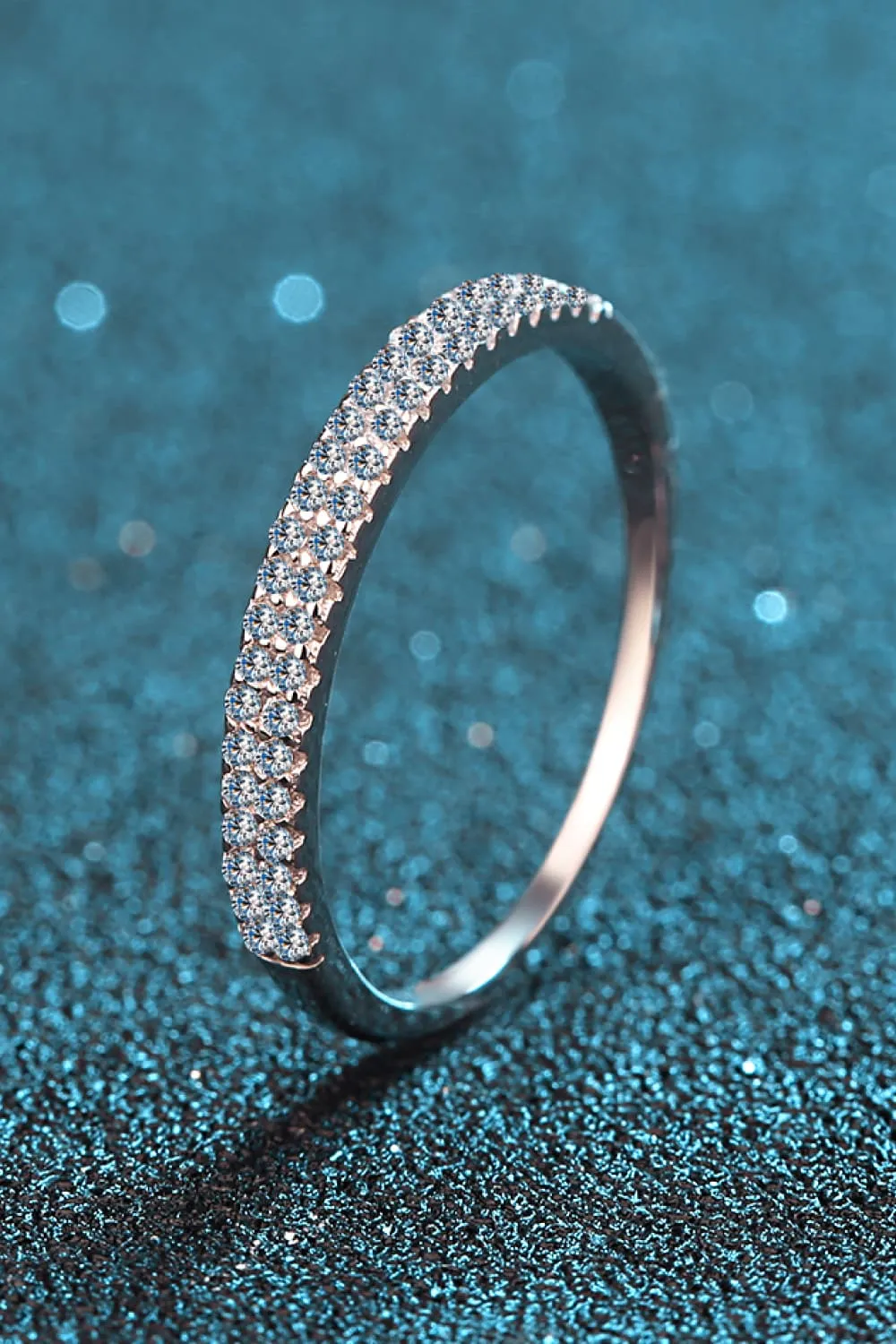Moissanite 925 Sterling Silver Half-Eternity Ring, image 5