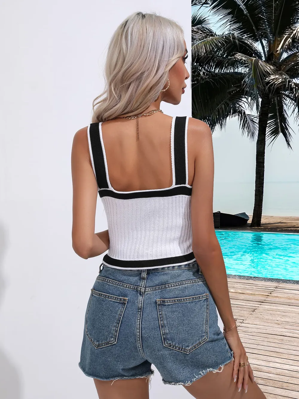 Contrast Crisscross Knit Tank, image 3