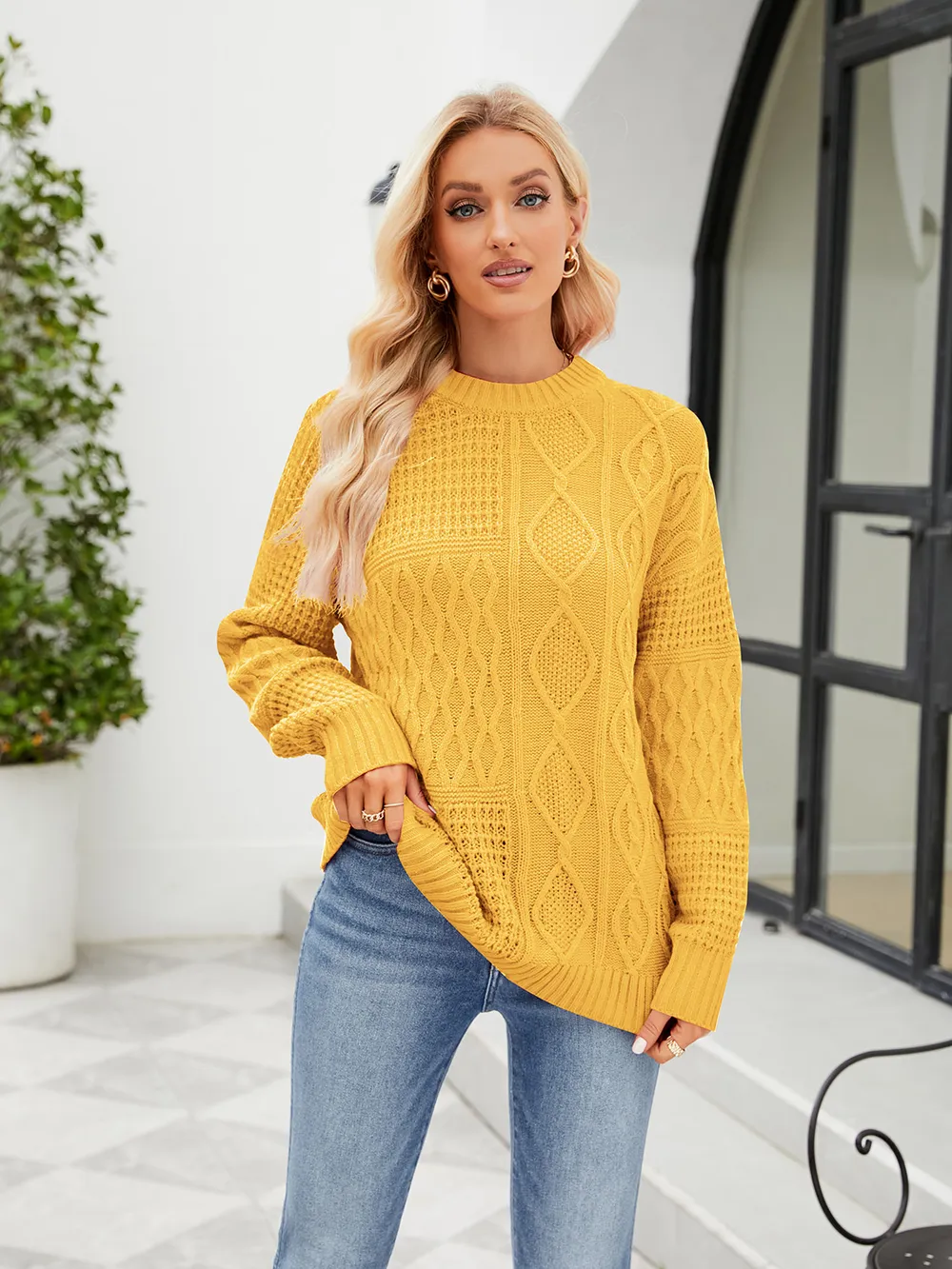 Round Neck Dropped Shoulder Sweater, image 10