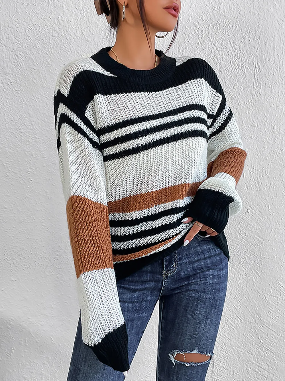 Striped Round Neck Sweater, image 6