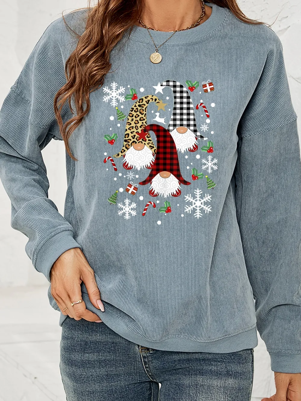 Faceless Gnome Graphic Drop Shoulder Sweatshirt, image 8