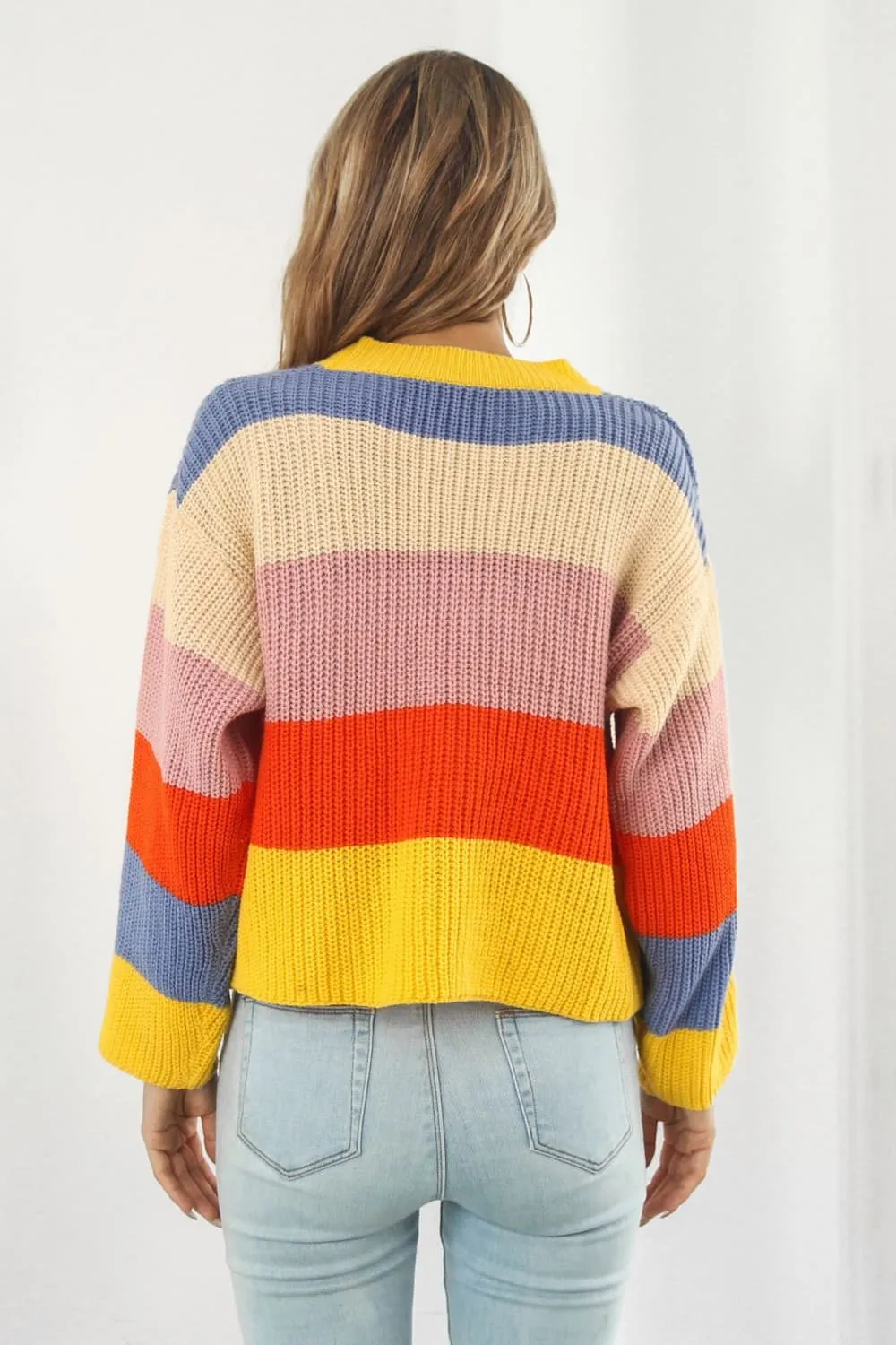 Color Block Button-Down Dropped Shoulder Cardigan, image 2
