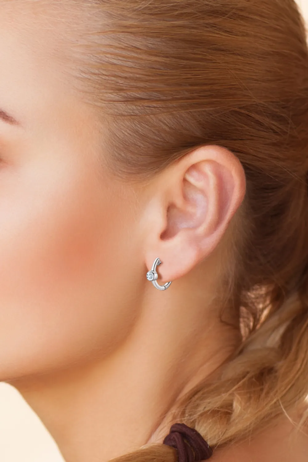 18k Gold-Plated Inlaid Moissanite Huggie Earrings, image 5