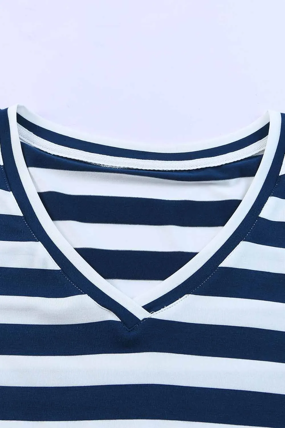 Striped V-Neck Short Sleeve Side Slit Dress, image 2