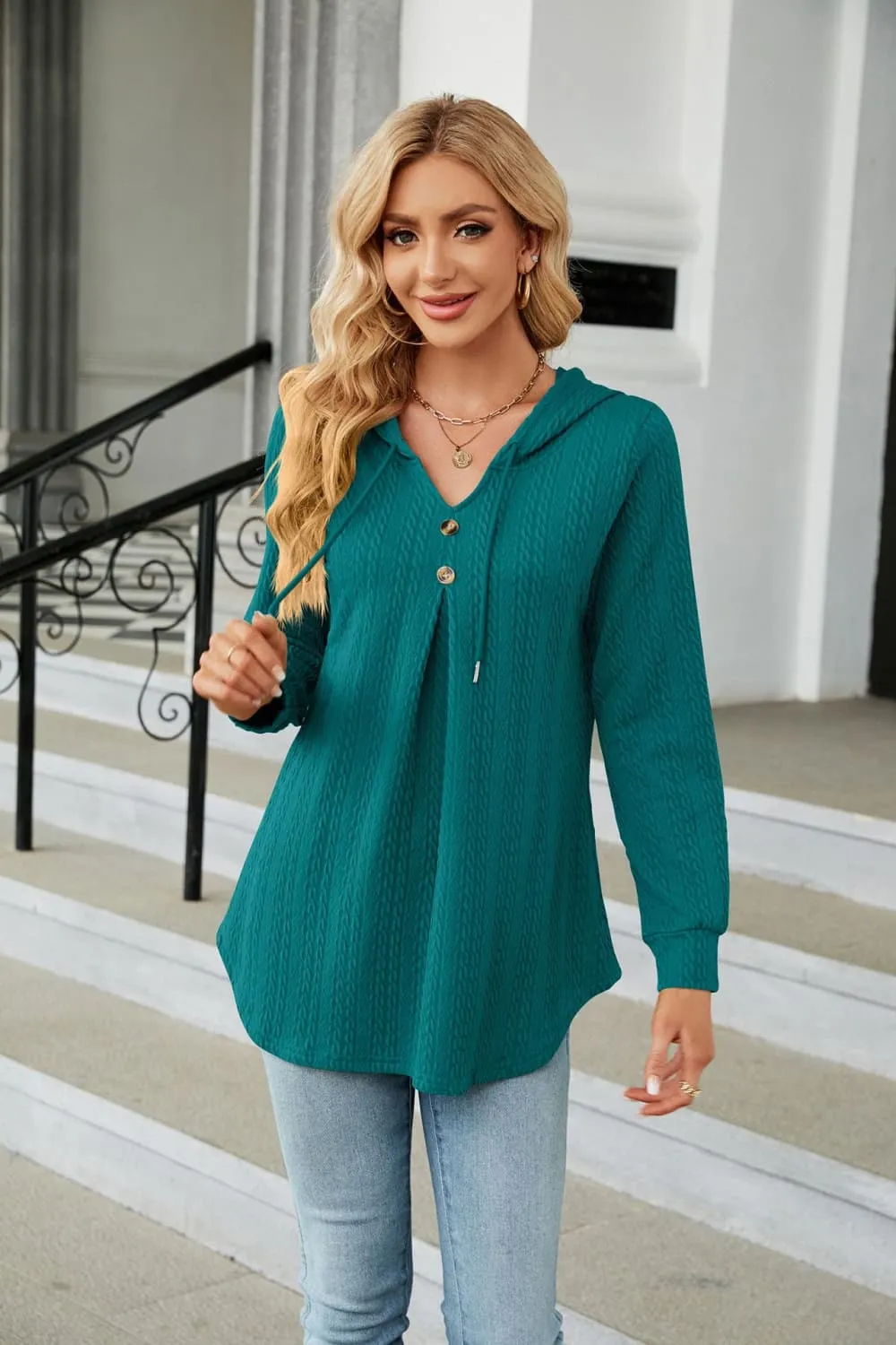 Long Sleeve Hooded Blouse, image 2