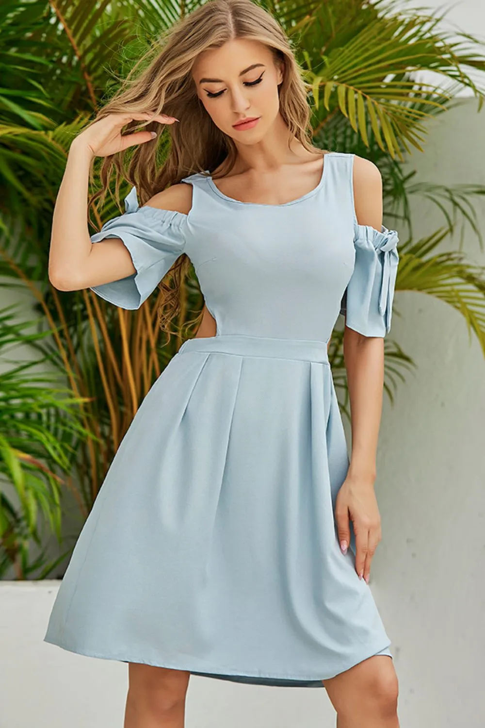 Cutout Tied Cold-Shoulder Dress, image 3