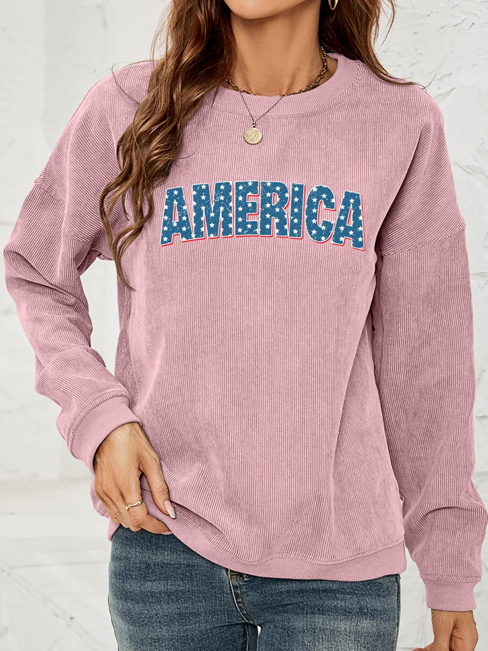 AMERICA Graphic Dropped Shoulder Sweatshirt, image 8