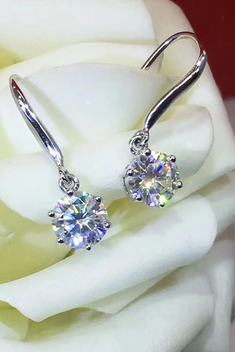2 Carat Moissanite 6-Prong Drop Earrings, image 5