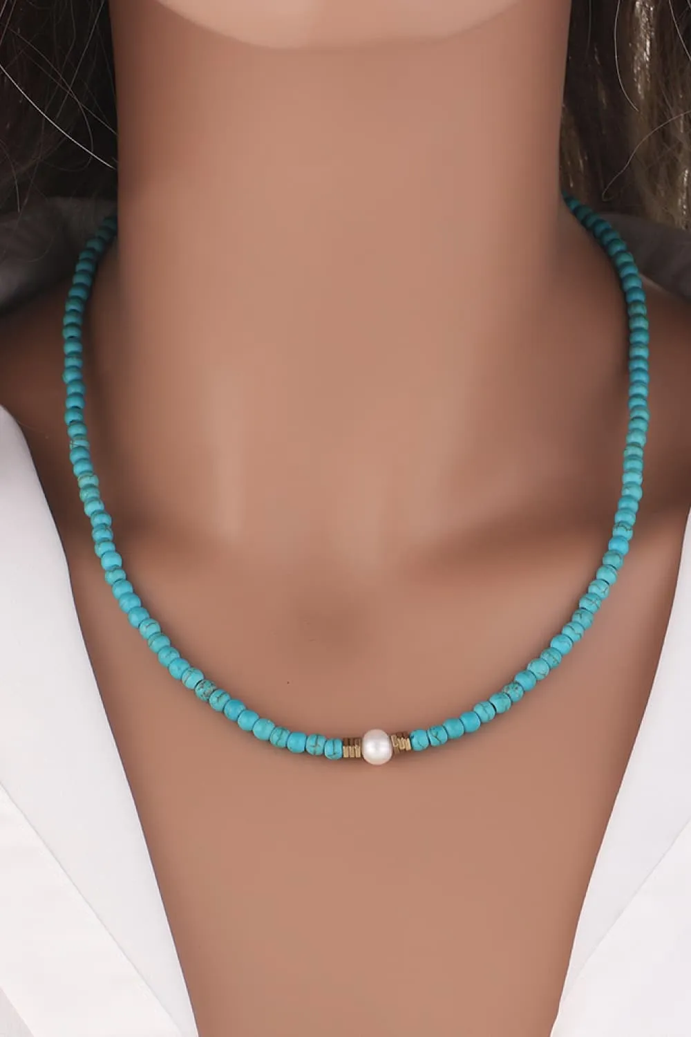 Turquoise & Pearl Necklace, image 2