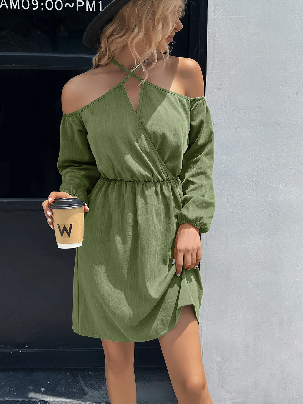Cold-Shoulder Crisscross Mini Dress, image 7