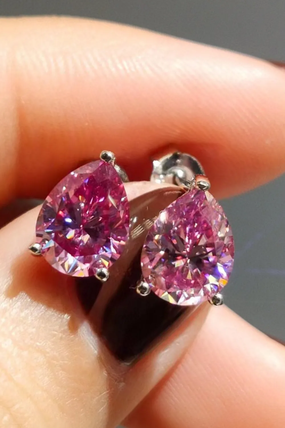 2 Carat Teardrop Moissanite Platinum-Plated Stud Earrings, image 3