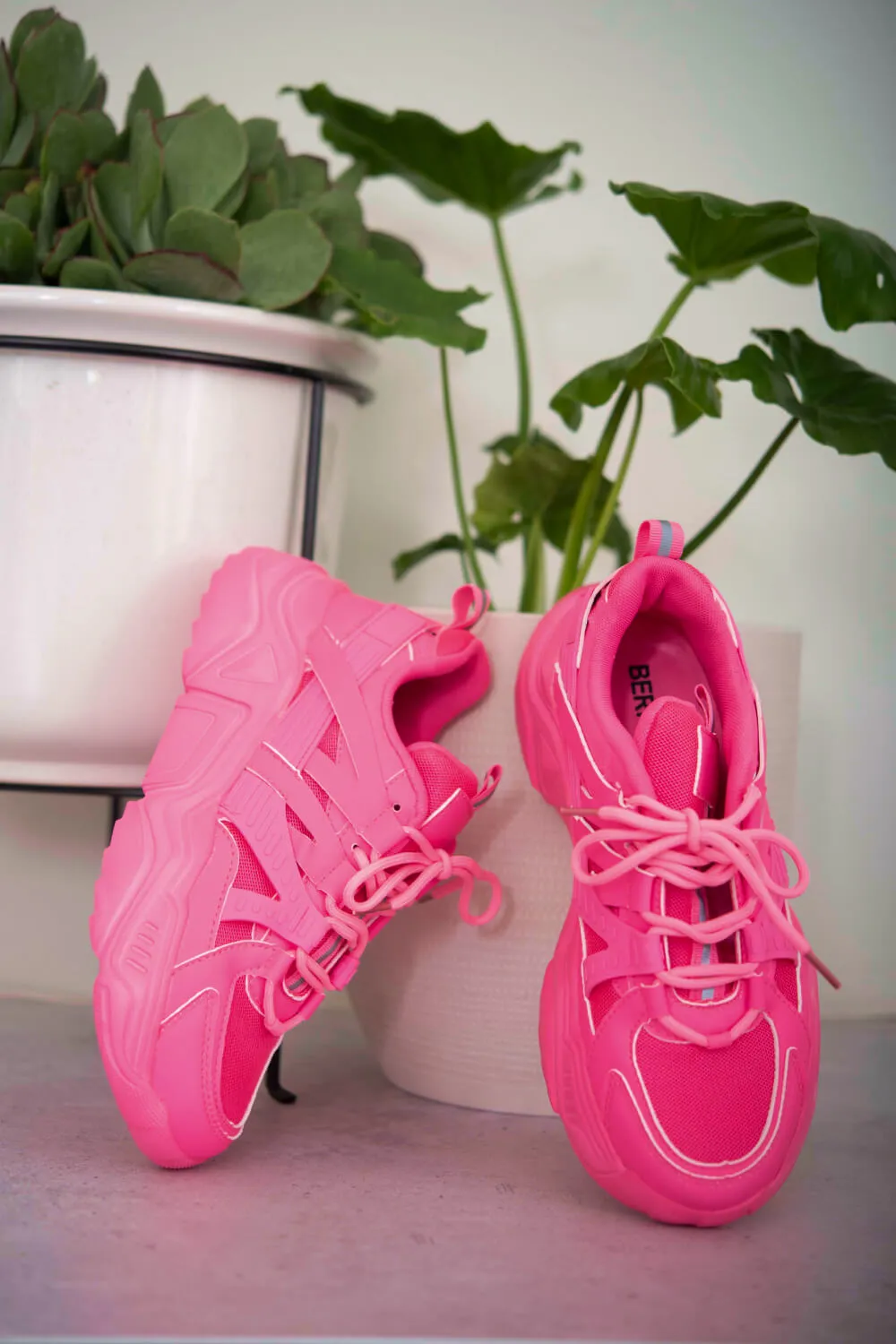 Running Late Chunky Sole Athletic Sneakers in Hot Pink, image 5