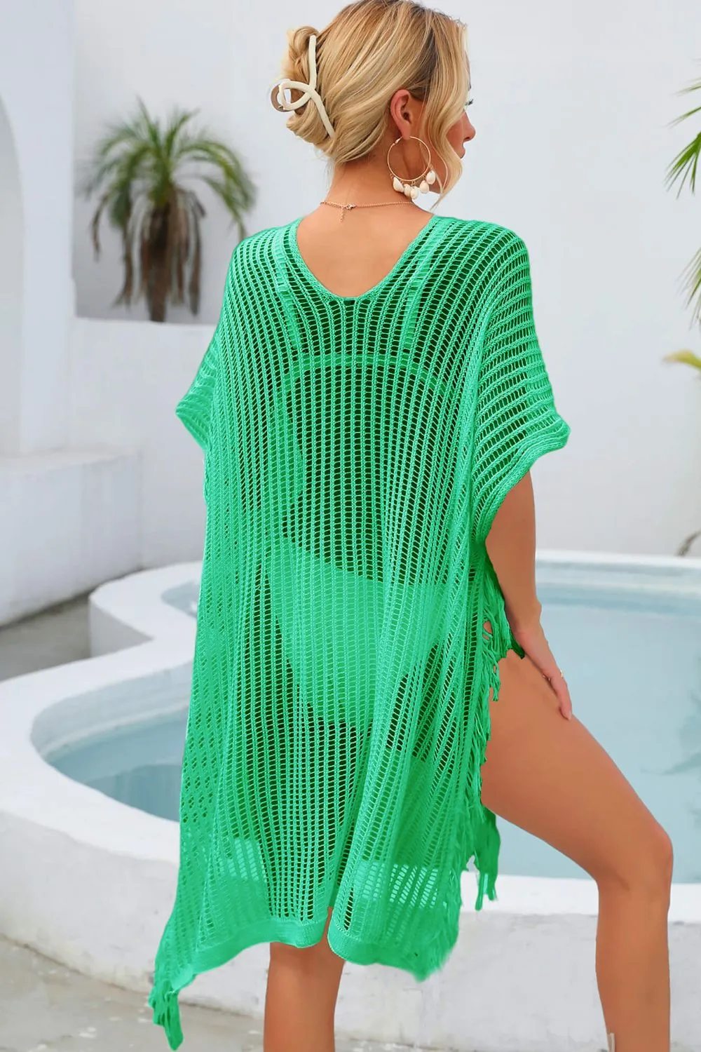 Fringe Trim Openwork Cover Up, image 5