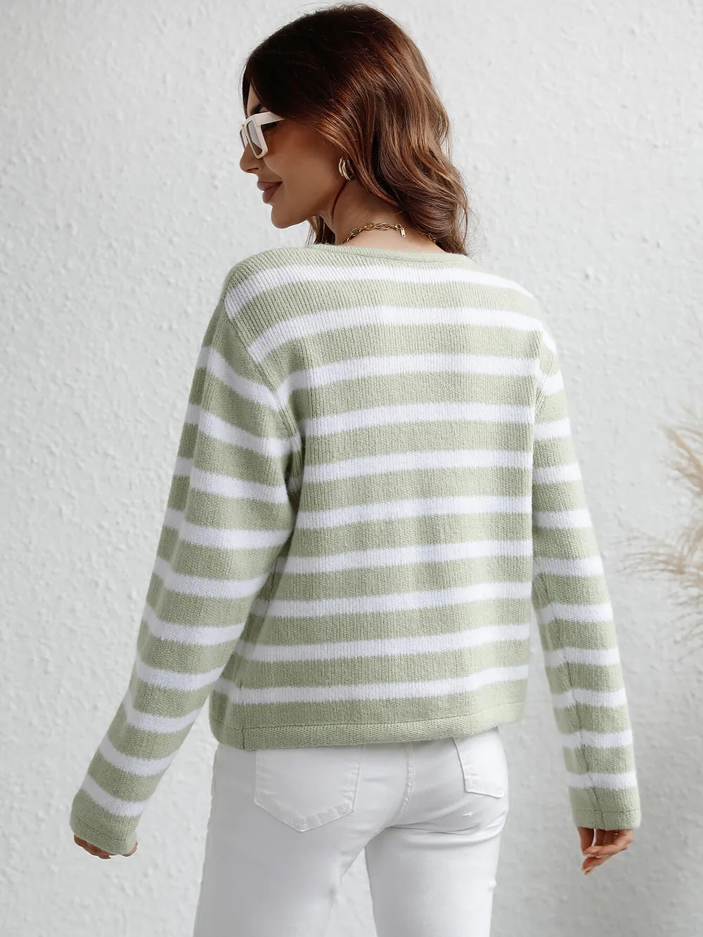 Striped Button Front Cardigan, image 4