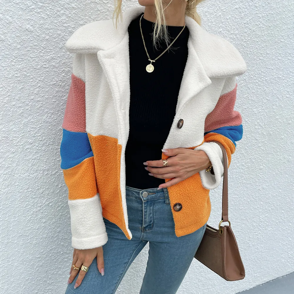 Color Block Button Down Collared Jacket, image 4