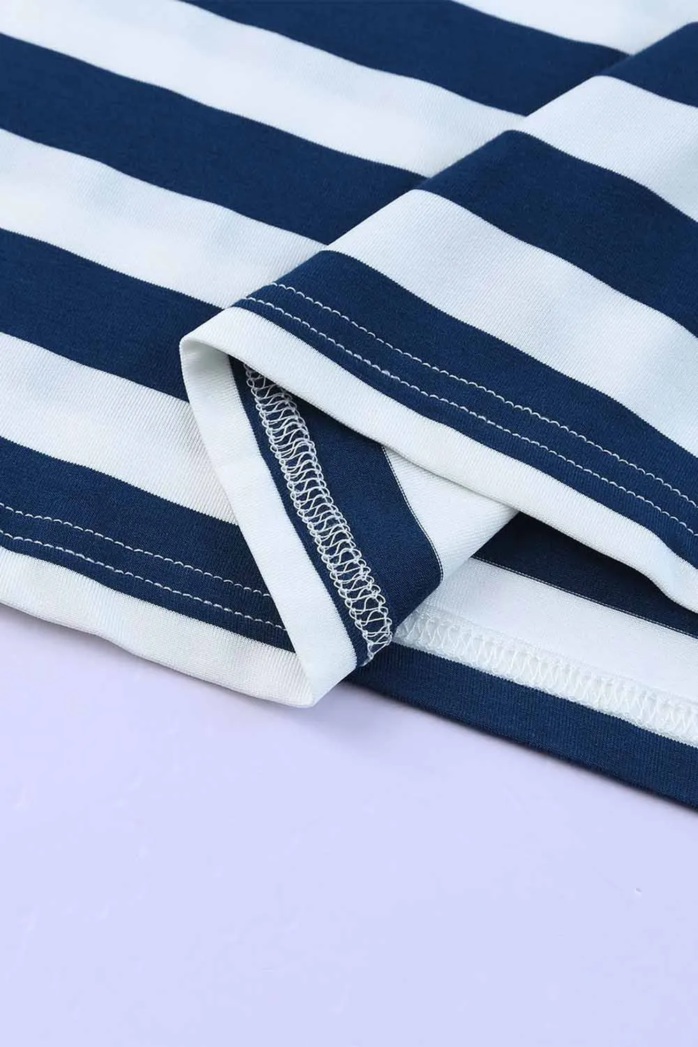 Striped V-Neck Short Sleeve Side Slit Dress, image 3