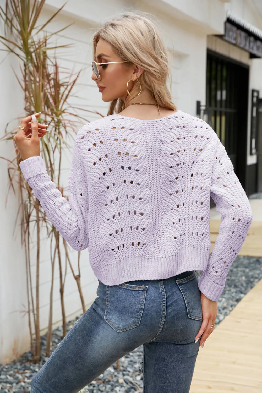Open Front Cuffed Cropped Cardigan, image 3